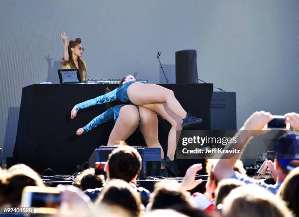 Dancers perform onstage with Lizzo at the Piazza Del Cluster Stage during Colossal Clusterfest at Civic Center Plaza and The Bill Graham Civic...