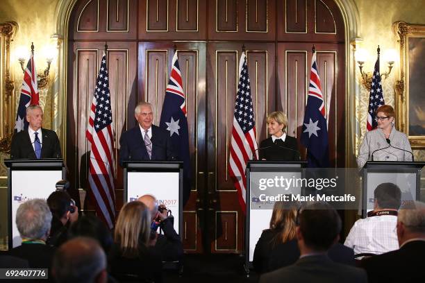 Secretary of State Rex Tillerson, US Secretary of Defence Jim Mattis, Australian Minister for Foreign Affairs Julie Bishop and Australian Minister...