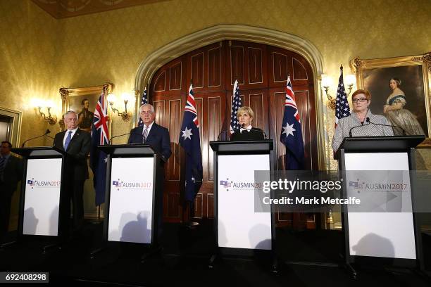 Secretary of State Rex Tillerson, US Secretary of Defence Jim Mattis, Australian Minister for Foreign Affairs Julie Bishop and Australian Minister...