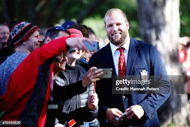 James Haskell meets fans during the British & Irish Lions Maori Welcome at Waitangi Treaty Grounds on June 4, 2017 in Waitangi, New Zealand.