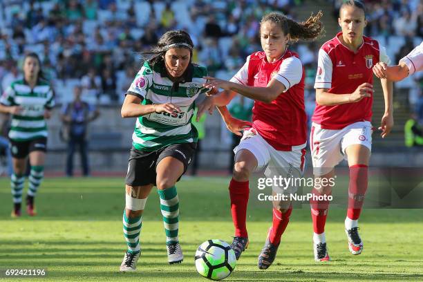 Sportings Ana Borges during the match between Sporting CP and SC Braga for the Portuguese Women's Final Cup at Estadio Nacional on Jun 4, 2017 in...