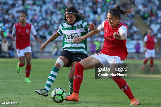 Sportings Ana Borges during the match between Sporting CP and SC Braga for the Portuguese Women's Final Cup at Estadio Nacional on Jun 4, 2017 in...