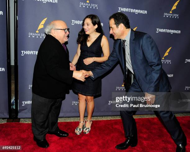 Danny DeVito, Lucy DeVito and Tony Shalhoub attend 2017 Drama Desk Awards - Arrivals at Anita's Way on June 4, 2017 in New York City.