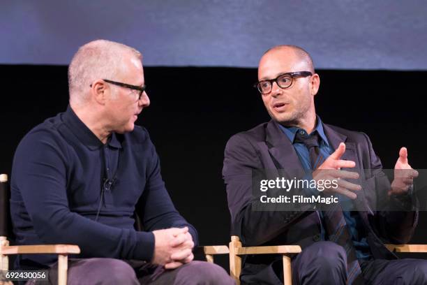 Tom Perrotta, Executive Producer, Co-Creator and Damon Lindelof, Executive Producer, Co-Creator on stage at HBO's "The Leftovers" - FYC on June 4,...