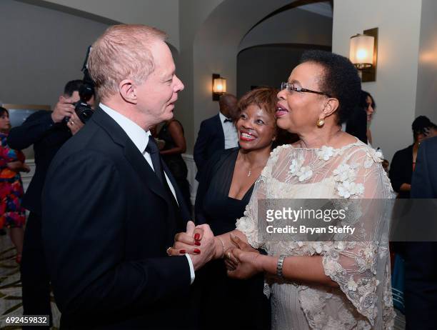 Ambassador Extraordinary & Plenipotentiary of the Republic of Botswana to the United States, David Newman and humanitarian Graca Machel arrive at the...