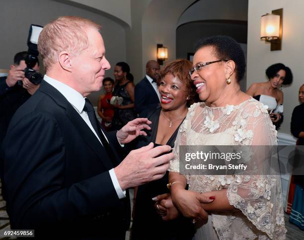 Ambassador Extraordinary & Plenipotentiary of the Republic of Botswana to the United States, David Newman and humanitarian Graca Machel arrive at the...