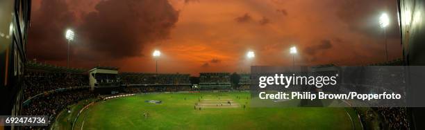 Beautiful sunset during the semi final of the ICC Cricket World Cup between Sri Lanka and New Zealand at the R Premadasa International Cricket...