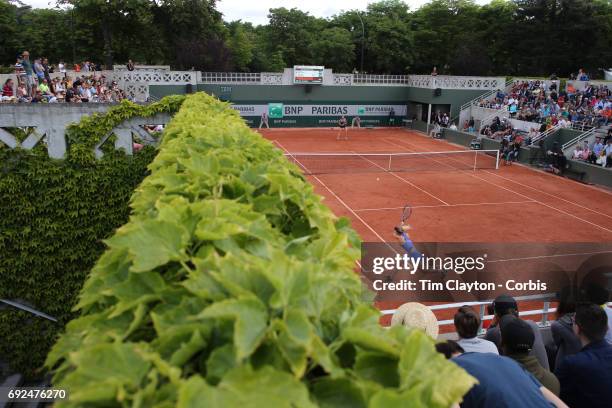 French Open Tennis Tournament - Day Eight. Carina Witthoeft of Germany in action against Karolina Pliskova of Czech Republic in the Women's Singles...