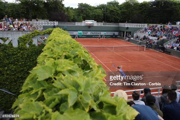 French Open Tennis Tournament - Day Eight. Carina Witthoeft of Germany in action against Karolina Pliskova of Czech Republic in the Women's Singles...