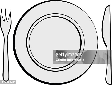 Cutlery Set With Plate Icon Cartoon High-Res Vector Graphic - Getty Images