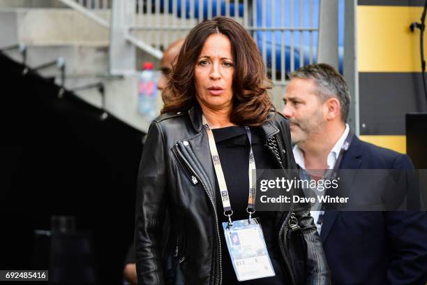 Linda Boudjellal, wife of Toulon president Mourad Boudjellal, during the Top 14 Final between RC Toulon and Clermont Auvergne at Stade de France on...