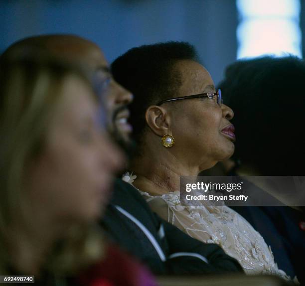 Humanitarian Graca Machel attends the Diamond Empowerment Fund's Diamonds Do Good awards gala at the Four Seasons Hotel Las Vegas on June 4, 2017 in...