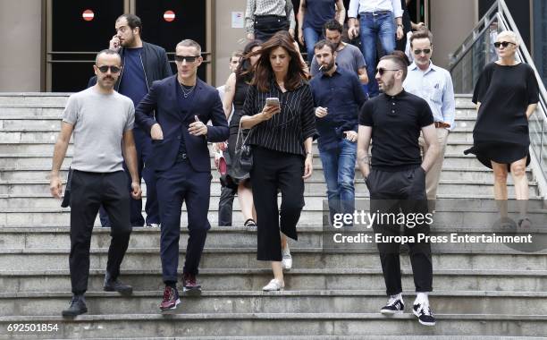 Pablo Saez and Elia Galera attend the funeral chapel for the fashion designer David Delfin at Dress Museum on June 4, 2017 in Madrid, Spain.