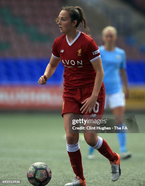 Caroline Weir of Liverpool Ladies during the FA WSL 1 game against Manchester City Women at Select Security Stadium on June 3, 2017 in Widnes,...