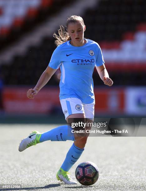 Georga Stanway of Manchester City Women during the FA WSL 1 game against Liverpool Ladies at Select Security Stadium on June 3, 2017 in Widnes,...
