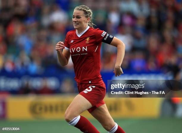 Gemma Bonner of Liverpool Ladies during the FA WSL 1 game against Manchester City Women at Select Security Stadium on June 3, 2017 in Widnes, England.