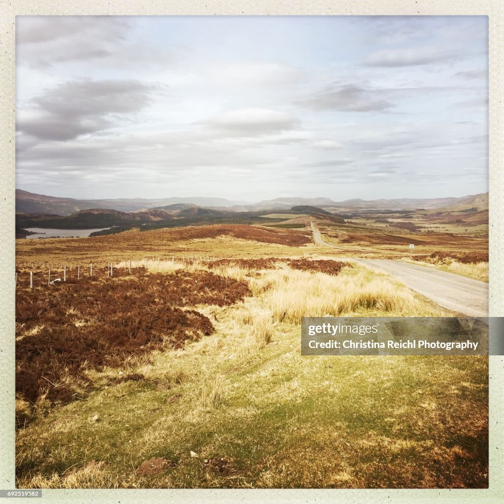 Street in Landscape, Scotland, Highlands, UK