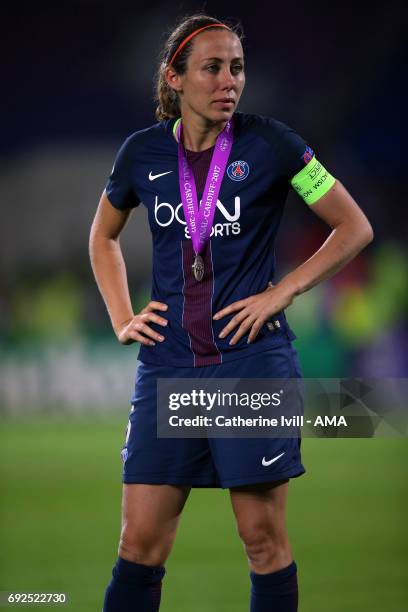 Sabrina Delannoy of PSG during the UEFA Women's Champions League Final match between Lyon and Paris Saint Germain at Cardiff City Stadium on June 1,...