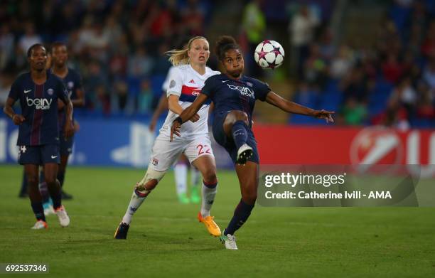 Pauline Bremer of Olympique Lyonnais and Laura Georges of PSG during the UEFA Women's Champions League Final match between Lyon and Paris Saint...