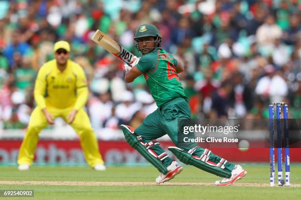 Imrul Kayes of Bangladesh in action during the ICC Champions trophy cricket match between Australia and Bangladesh at The Oval in London on June 5,...
