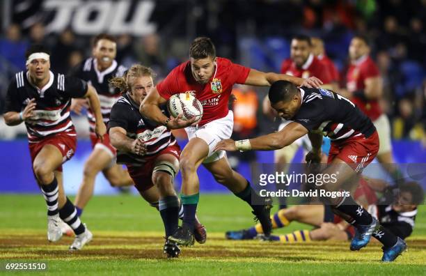 Rhys Webb of the British & Irish Lions makes a break during the 2017 British & Irish Lions tour match between the New Zealand Provincial Barbarians...