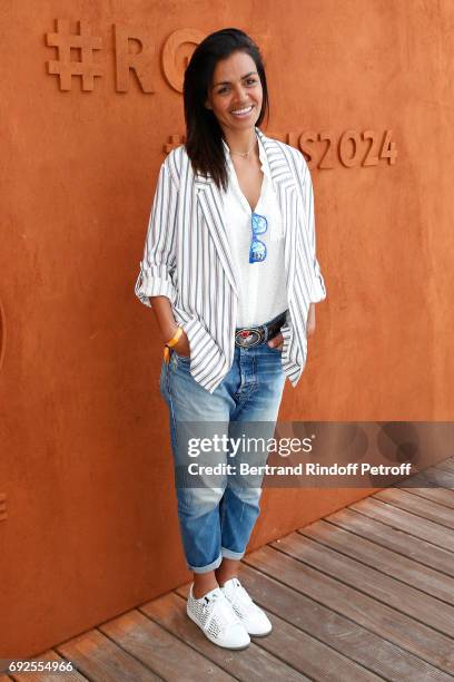 Journalist Laurence Roustandjee attends the 2017 French Tennis Open - Day Height at Roland Garros on June 4, 2017 in Paris, France.