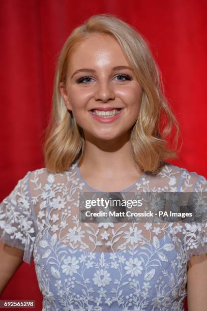 Eden Taylor-Draper attending the British Soap Awards 2017 at The Lowry, Salford, Manchester. PRESS ASSOCIATION Photo. Picture date: Saturday 3 June,...