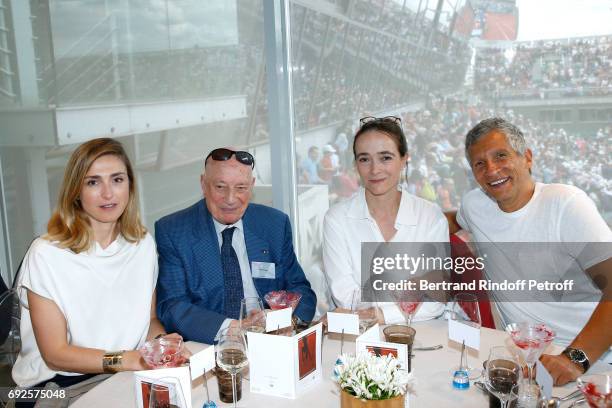 Julie Gayet, Herve Bourges, President of France Television, Delphine Ernotte and Nagui attend the "France Television" Lunch during the 2017 French...