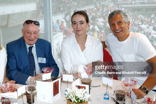 Herve Bourges, President of France Television, Delphine Ernotte and Nagui attend the "France Television" Lunch during the 2017 French Tennis Open -...