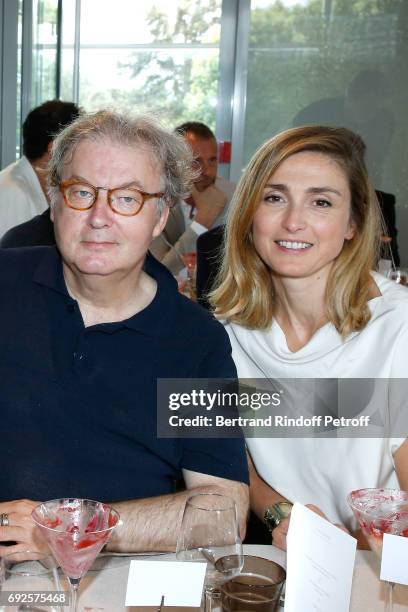 Team of Television series "Dix pour cent" Dominique Besnehard and Julie Gayet attend the "France Television" Lunch during the 2017 French Tennis Open...