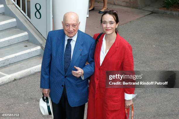 Herve Bourges and President of France Television, Delphine Ernotte attend the 2017 French Tennis Open - Day Height at Roland Garros on June 4, 2017...