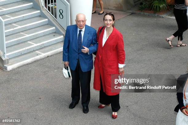 Herve Bourges and President of France Television, Delphine Ernotte attend the 2017 French Tennis Open - Day Height at Roland Garros on June 4, 2017...