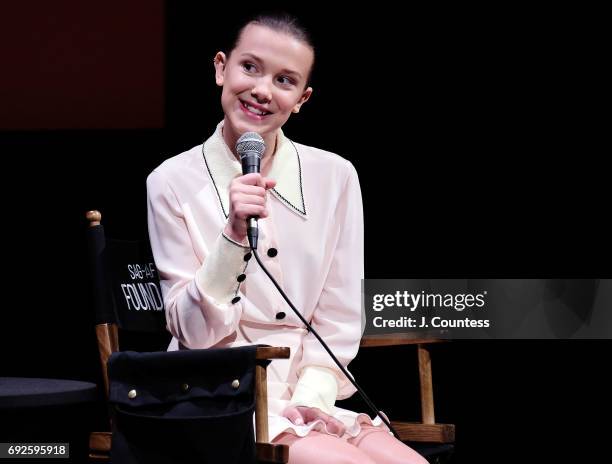 Actress Millie Bobby Brown attends the SAG-AFTRA Foundation Conversations: "Stranger Things" at SAG-AFTRA Foundation Robin Williams Center on June 5,...