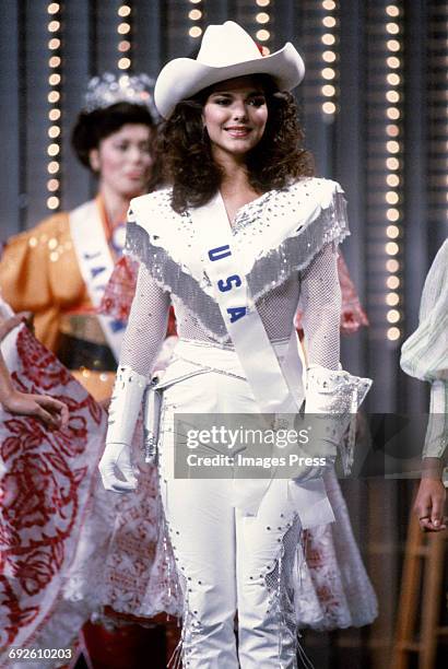Laura Harring attends the 1985 Miss Universe Pageant circa 1985 in Miami, Florida.