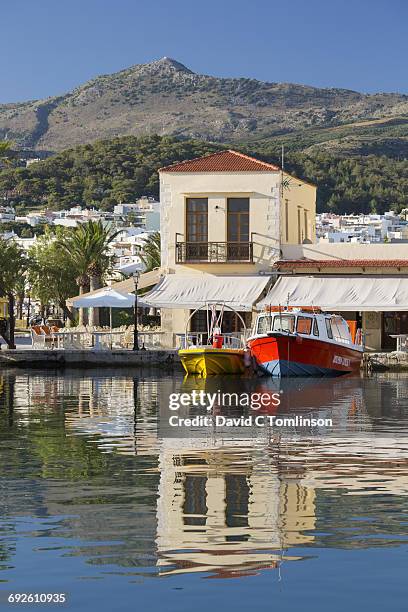view across the venetian harbour, rethymno, crete - rethymnon stock pictures, royalty-free photos & images