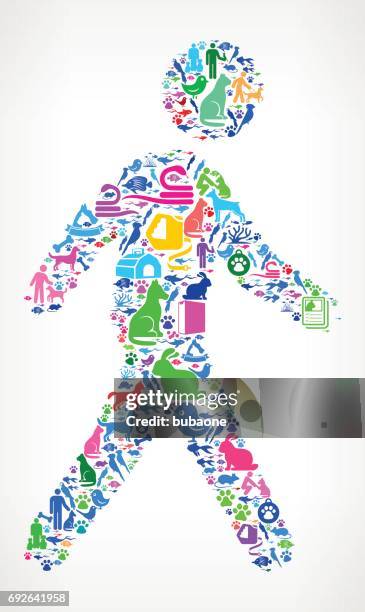walking pets and animals vector icon background - walking multiple dogs stock illustrations