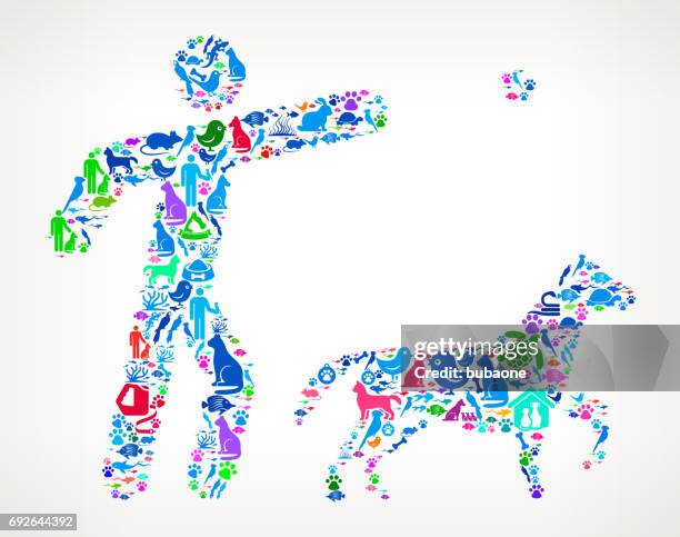 dog training pets and animals vector icon background - multiple pets stock illustrations