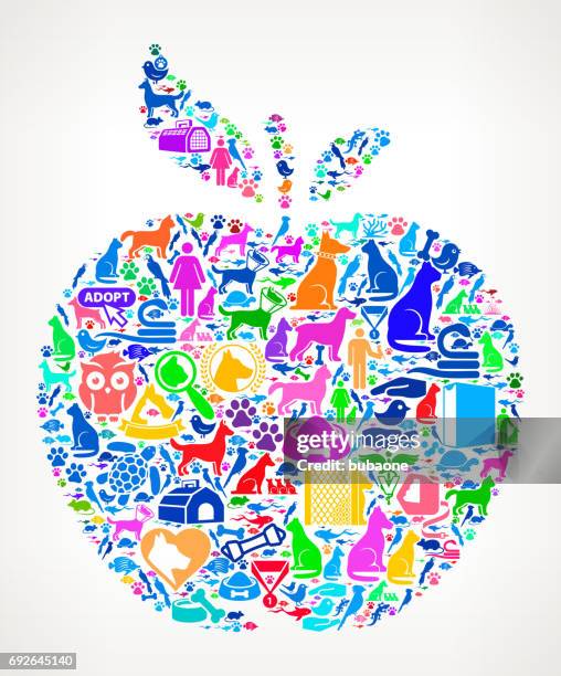 apple pets and animals vector icon background - cat bed stock illustrations