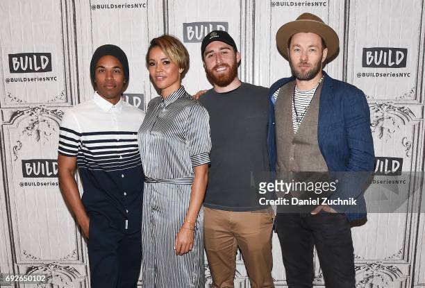 Kelvin Harrison Jr, Carmen Ejogo, Trey Edward Shults and Joel Edgerton attend the Build Series to discuss the new film 'It Comes at Night' at Build...