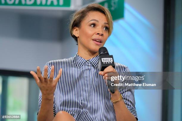 Actress Carmen Ejogo discusses the new film, "It Comes at Night", at Build Studio on June 5, 2017 in New York City.