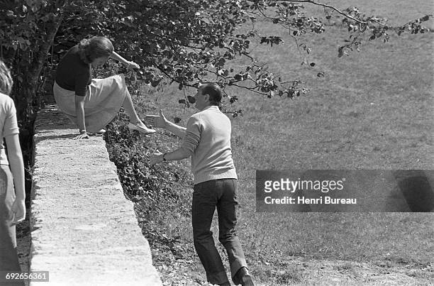 French politicians Jacques Chirac and his wife Bernadette, on vacation in Correze, France, 23rd August 1975.