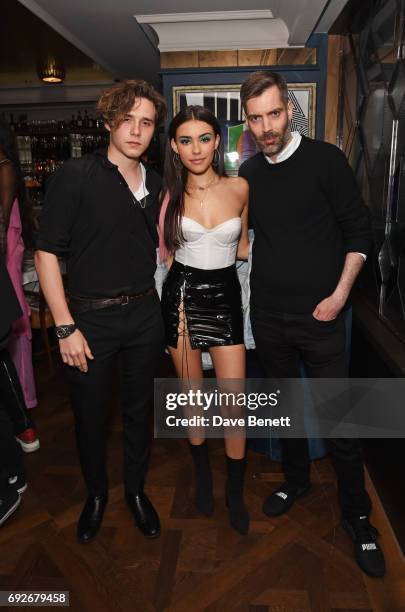 Brooklyn Beckham, Madison Beer and Huw Gwyther attend the Wonderland Summer Issue dinner hosted by Madison Beer at The Ivy Soho Brasserie on June 5,...