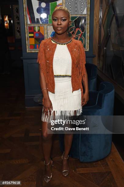 Gifty Louise attends the Wonderland Summer Issue dinner hosted by Madison Beer at The Ivy Soho Brasserie on June 5, 2017 in London, England.