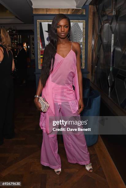 Leomie Anderson attends the Wonderland Summer Issue dinner hosted by Madison Beer at The Ivy Soho Brasserie on June 5, 2017 in London, England.