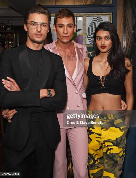 Harvey Newton-Haydon, Kyle De'Volle and Neelam Gill attend the Wonderland Summer Issue dinner hosted by Madison Beer at The Ivy Soho Brasserie on...