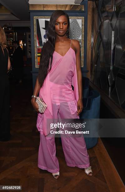 Leomie Anderson attends the Wonderland Summer Issue dinner hosted by Madison Beer at The Ivy Soho Brasserie on June 5, 2017 in London, England.