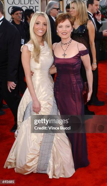 Singer Pat Benatar poses with her daughter, 2002 Miss Golden Globe Haley Giraldo at the 59th Annual Golden Globe Awards at the Beverly Hilton Hotel...