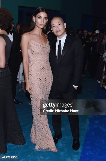 Lily Aldridge and designer Jason Wu attend the 2017 CFDA Fashion Awards at Hammerstein Ballroom on June 5, 2017 in New York City.