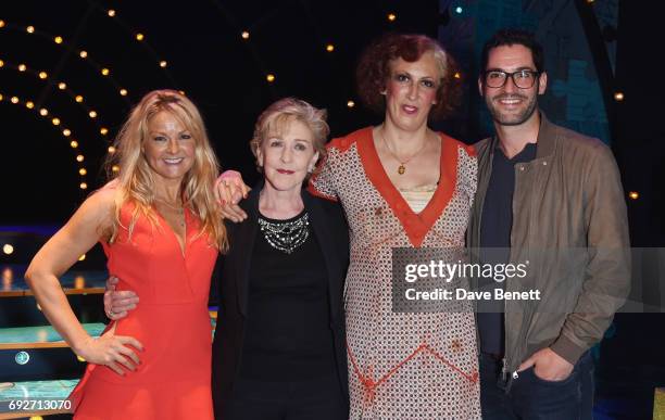 Sarah Hadland, Patricia Hodge, Miranda Hart and tom Ellis attend the press night performance of "Annie" at The Piccadilly Theatre on June 5, 2017 in...