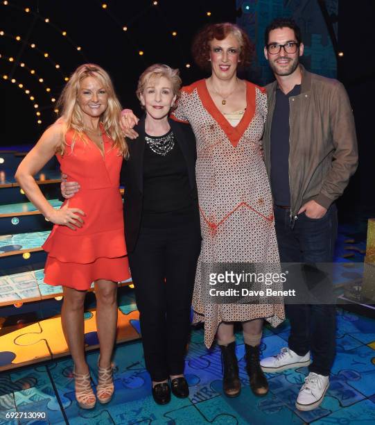 Sarah Hadland, Patricia Hodge, Miranda Hart and tom Ellis attend the press night performance of "Annie" at The Piccadilly Theatre on June 5, 2017 in...